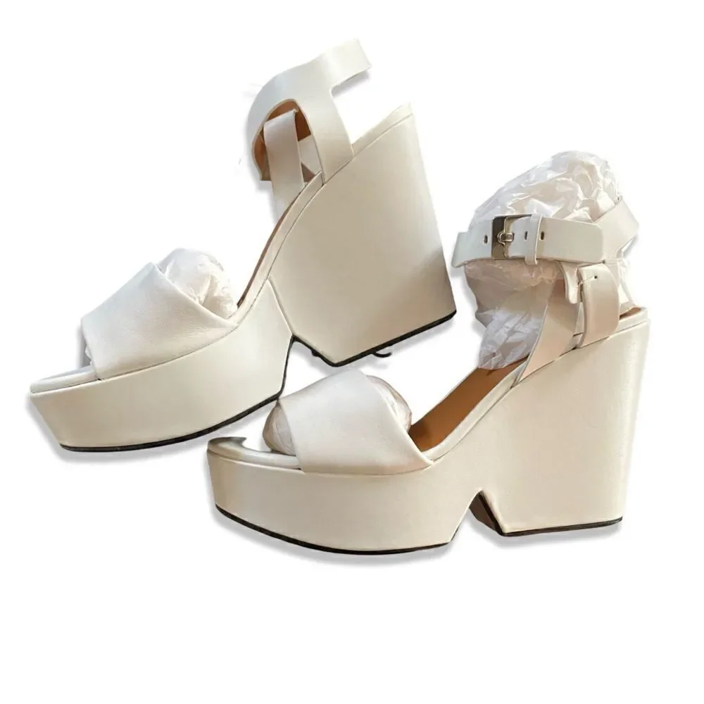 Robert Clergerie Darryl white Platforms Sandals Wedges Shoes Sz 41 10.5 NEW